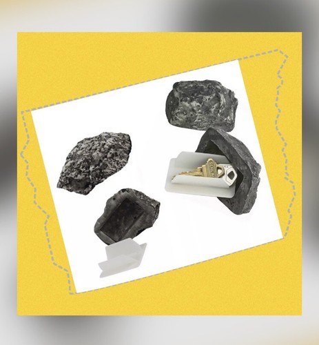 Stone garden rock hide key - stone,